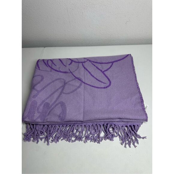 Disney Minnie Mous Throw Blanket Purple Metallic Fringe  All Over Print - Picture 1 of 7